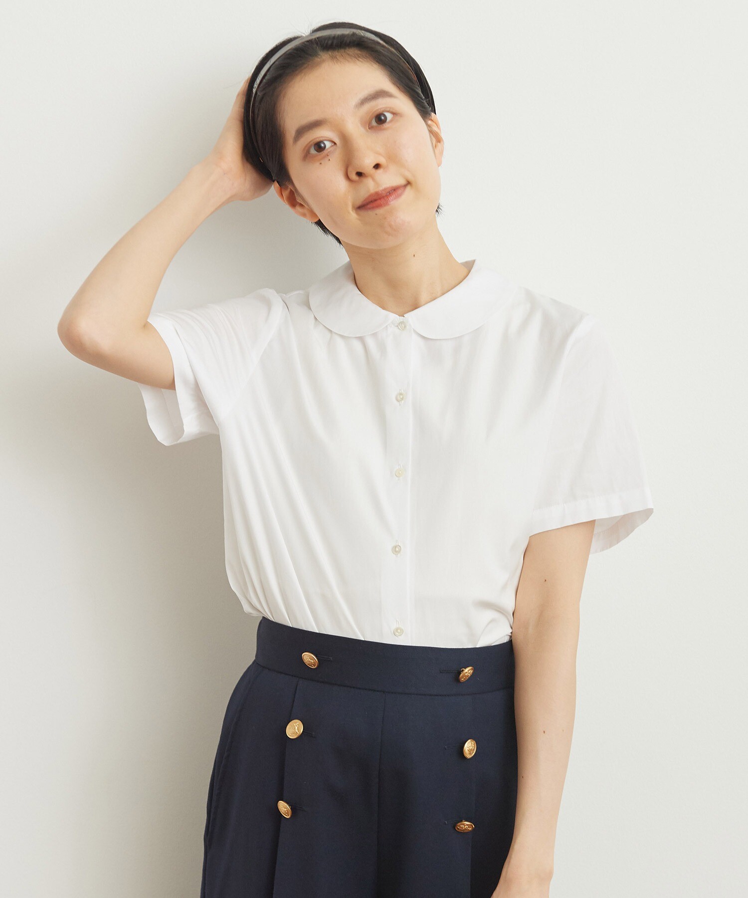 AMBIDEX Store 〇100/2ブロード 丸襟半袖ブラウス(F マルチ99): CHILD