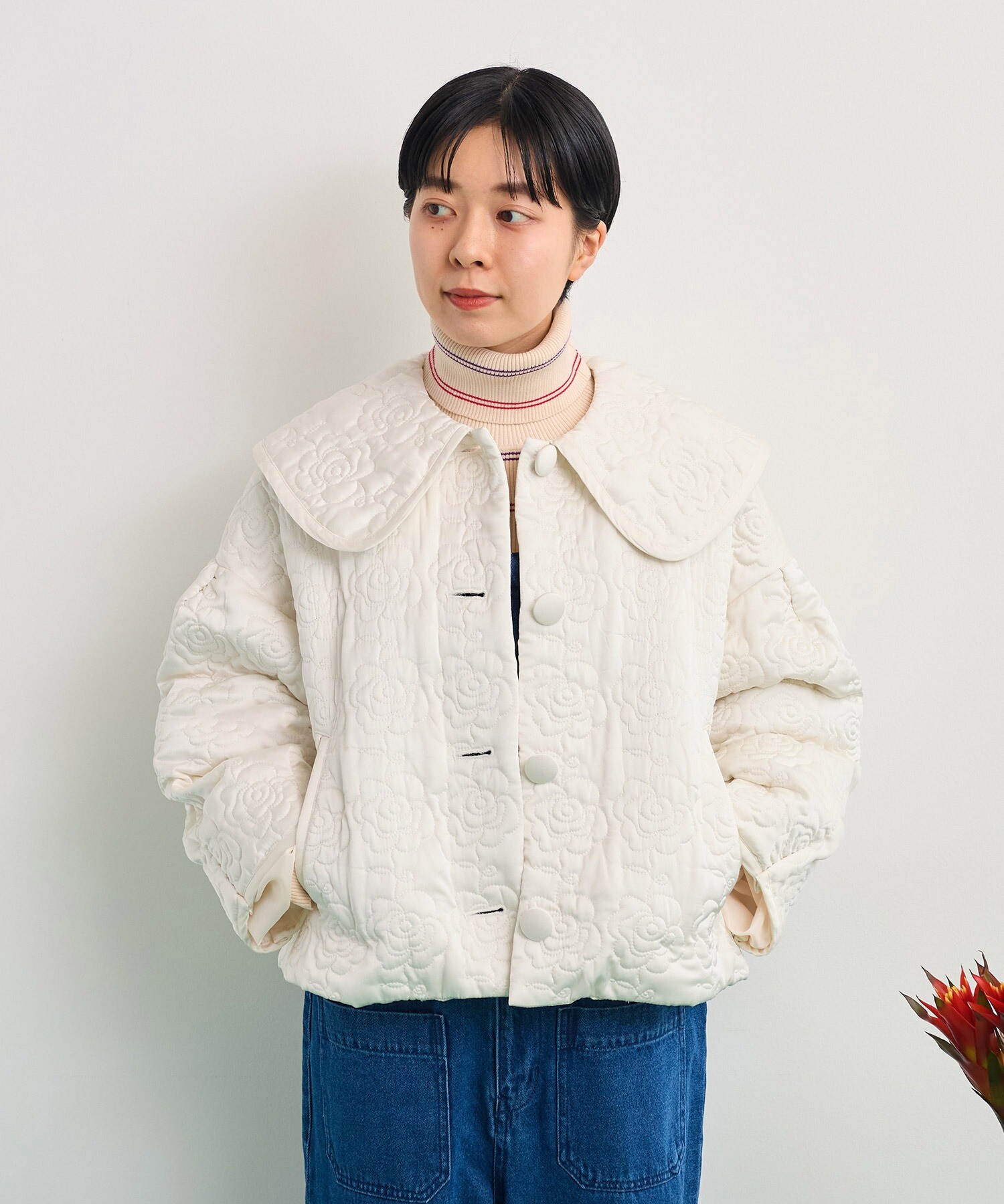 AMBIDEX Store ○サテンキルティングEVO BIG衿パフスリーブジャケット