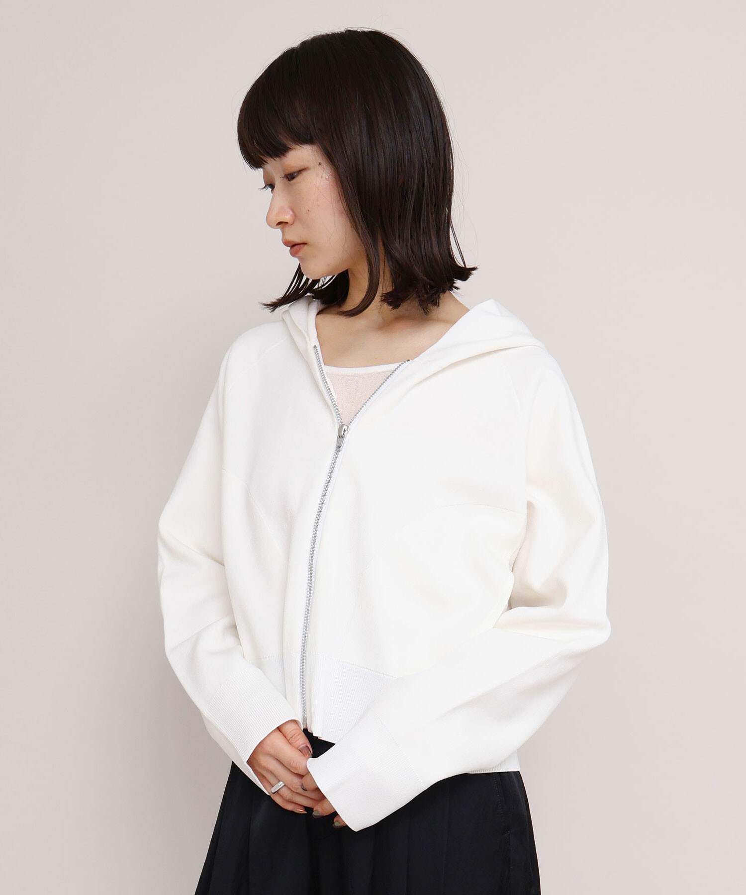 AMBIDEX Store ハイブリットベンベルグ接結 ジップ パーカー(F シロ): iki