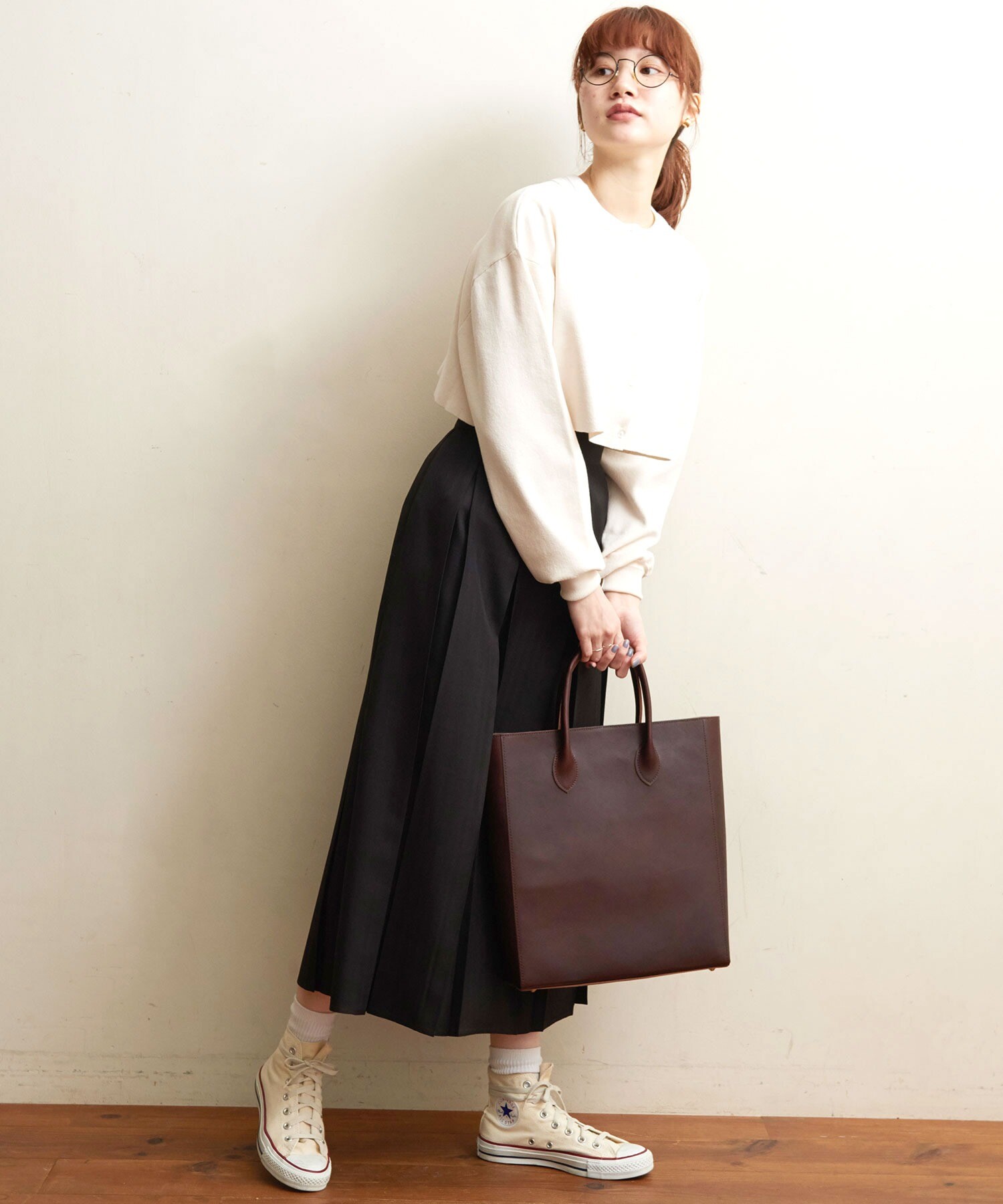 AMBIDEX Store wool mood ボックスプリーツ スカート(F グレー): l