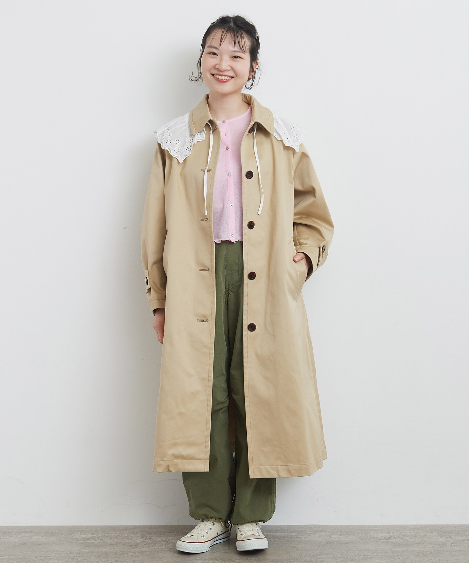 AMBIDEX Store 高密度ウエポン ボリューム袖ステンカラーコート(F