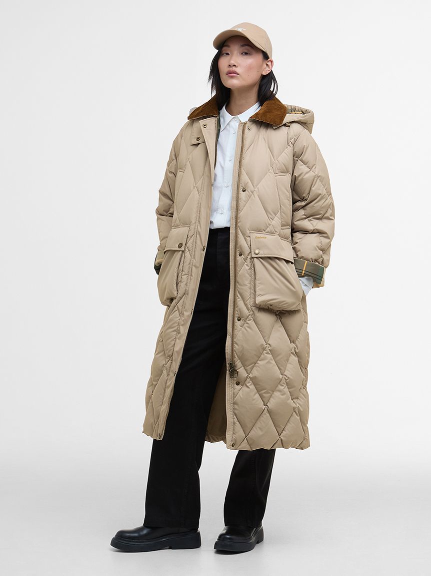 Yasminキルティング ダウン ジャケット ロング（レディース）｜コート