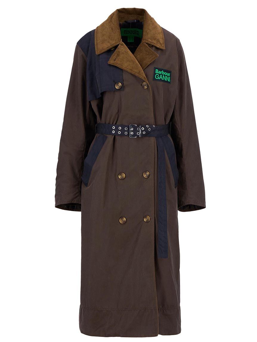 Barbour × GANNI》パッチワーク ワックス コットン トレンチコート