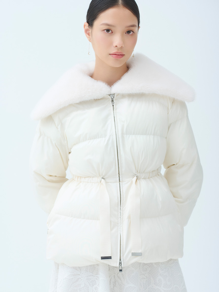 撥水加工】ファー襟付きキルティングショートコート(コート)｜OUTER