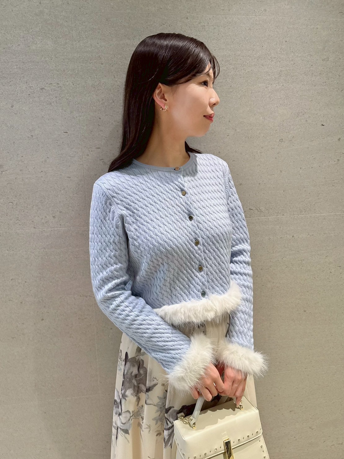 限定カラーあり】シルクカシミア混ファートリムカーディガン (ニット