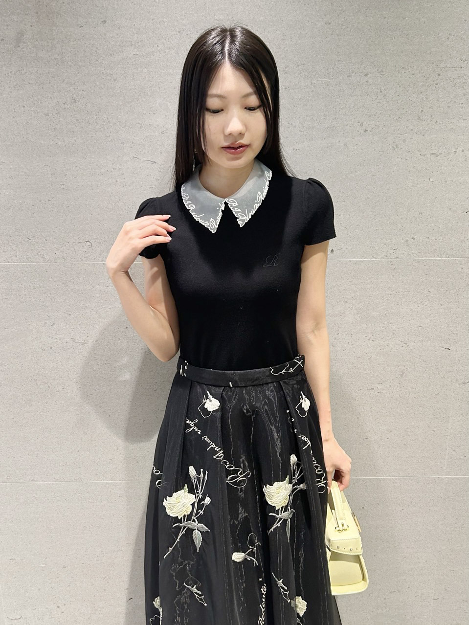 CELFORD×P.J. REDOUTEコラボ】エンブロイダリー衿付きニット(ニット