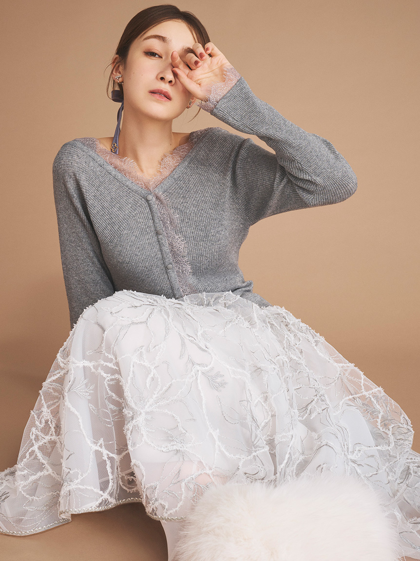 レーストリムニットプルオーバー(ニットプルオーバー)｜TOPS（トップス