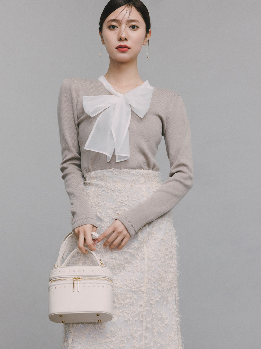 ウォッシャブル】シルクブレンドボウタイニットプルオーバー(ニット