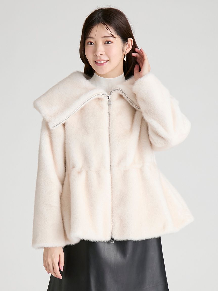 ビッグカラーペプラムファージャケット(ジャケット・ブルゾン)｜OUTER