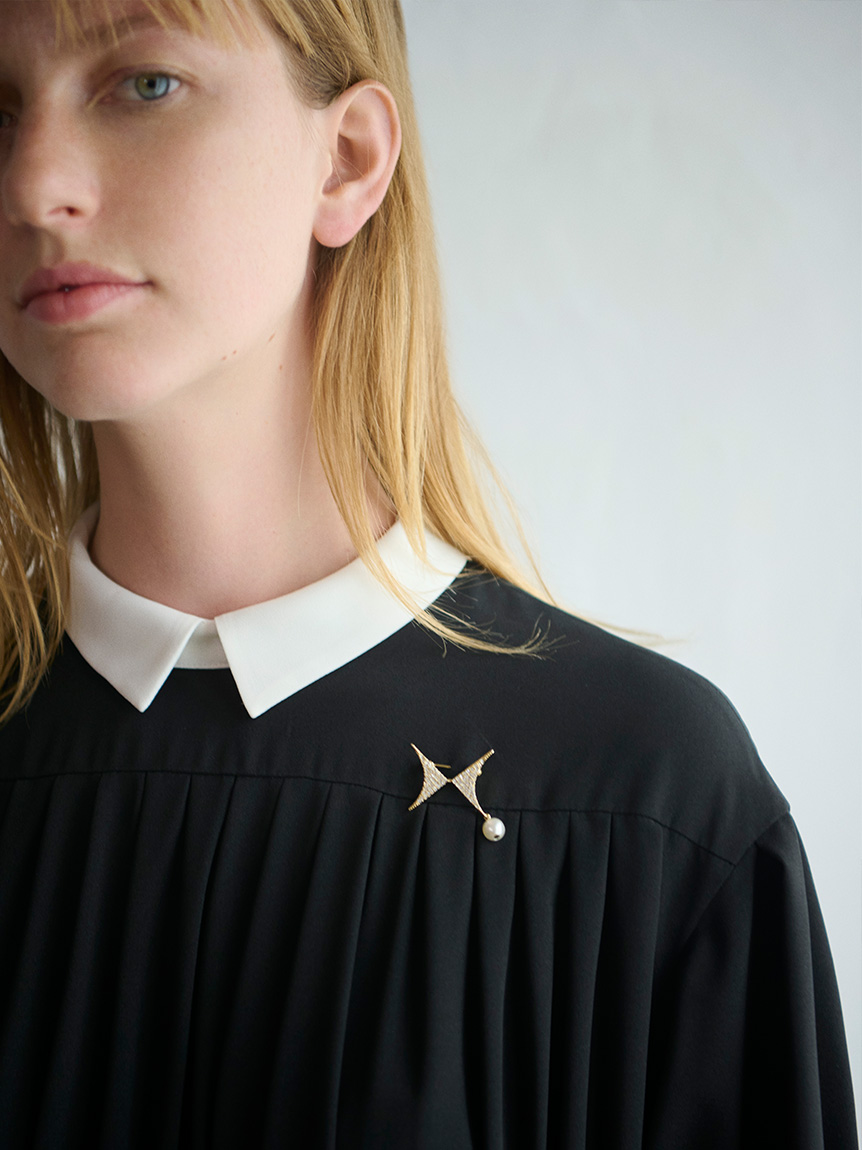 HANAE MORI×CELFORDコラボ】衿付きティアードワンピース(デイリー