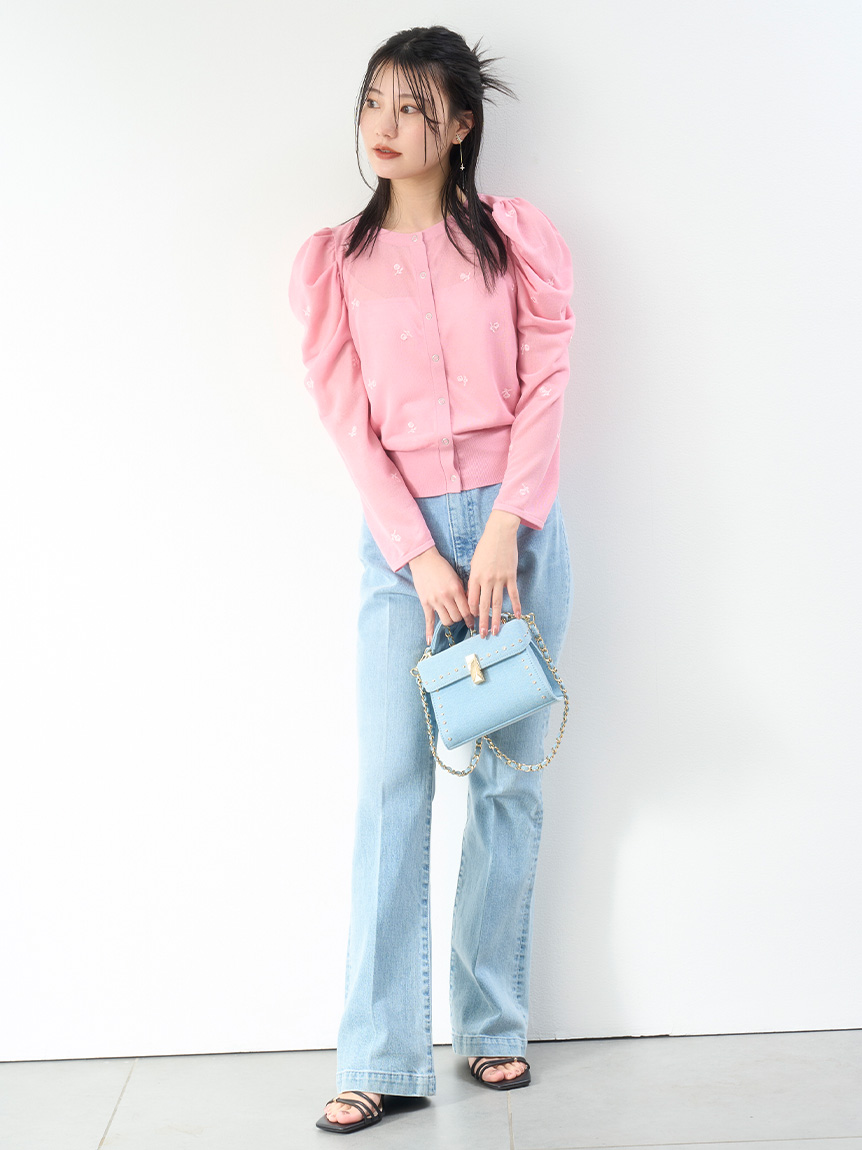 ハイウエストフレアデニムパンツ(ロングパンツ)｜PANTS（パンツ