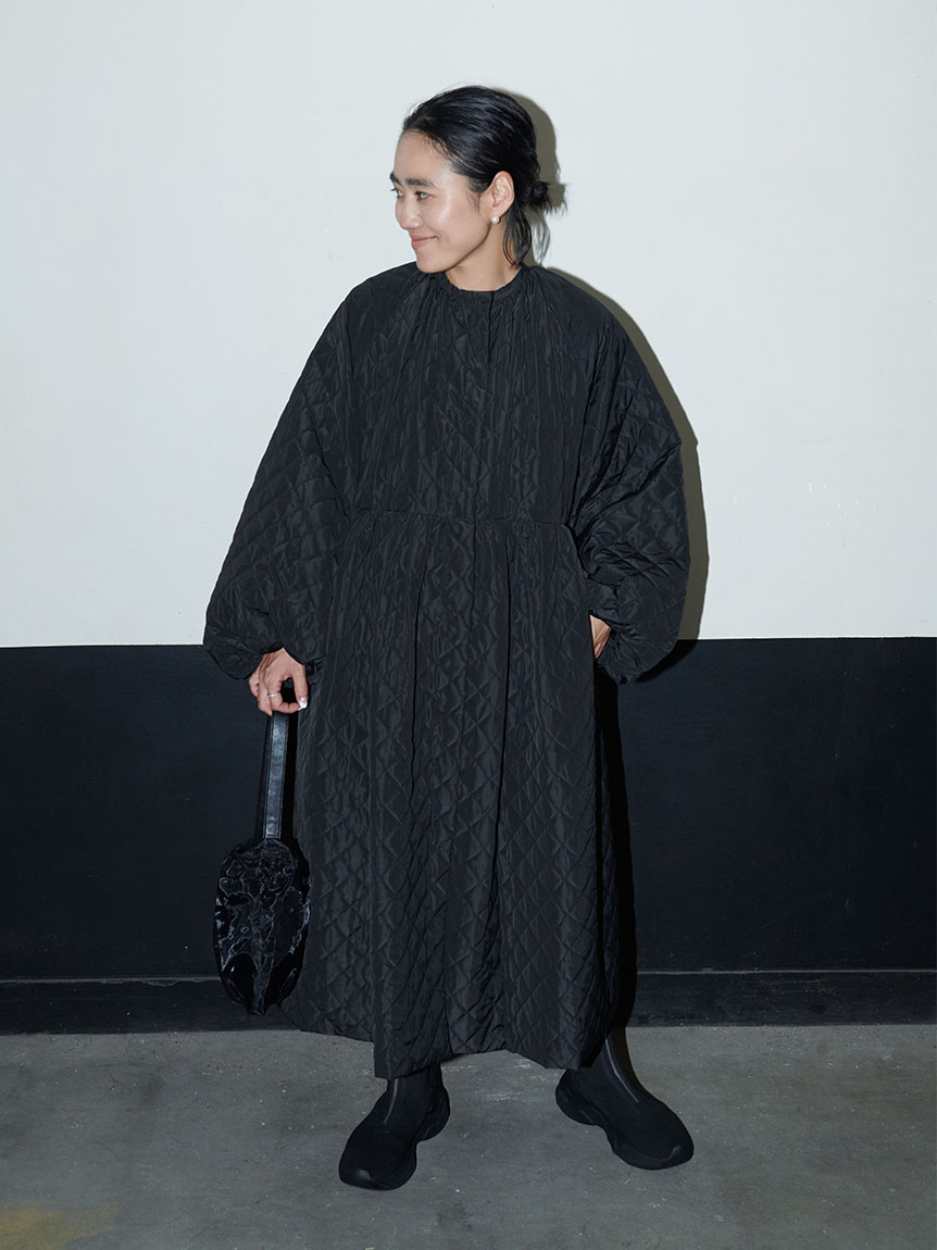 iminoaru アニエスべー キルティングコート ブラック 2way コラボ