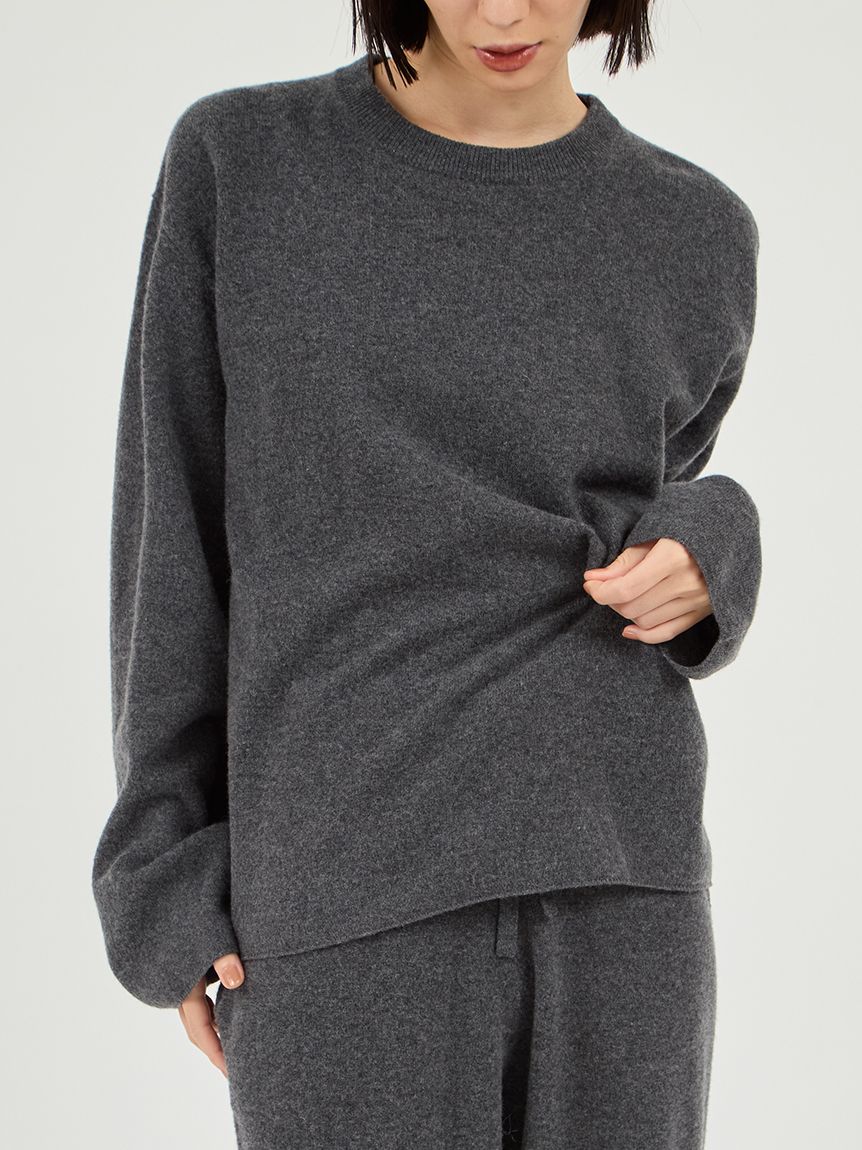 セットアップ対応】ラムウールオーバーニットトップス(ニット