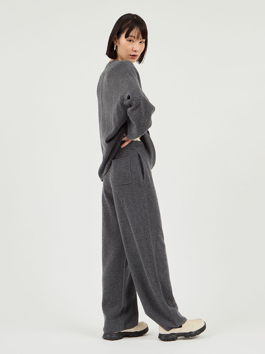 セットアップ対応】ラムウールオーバーニットトップス(ニット