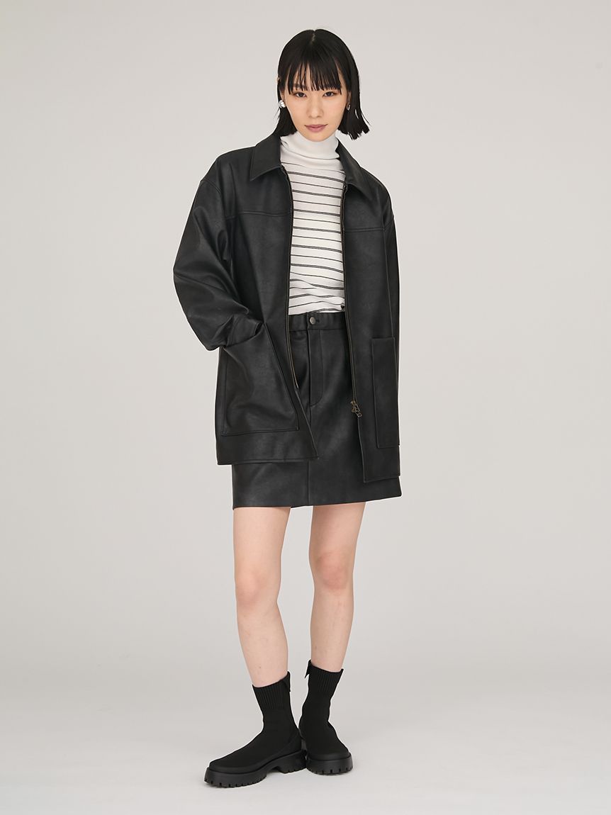 フェイクレザーダブルジップブルゾン(ブルゾン)｜アウター｜emmi（エミ