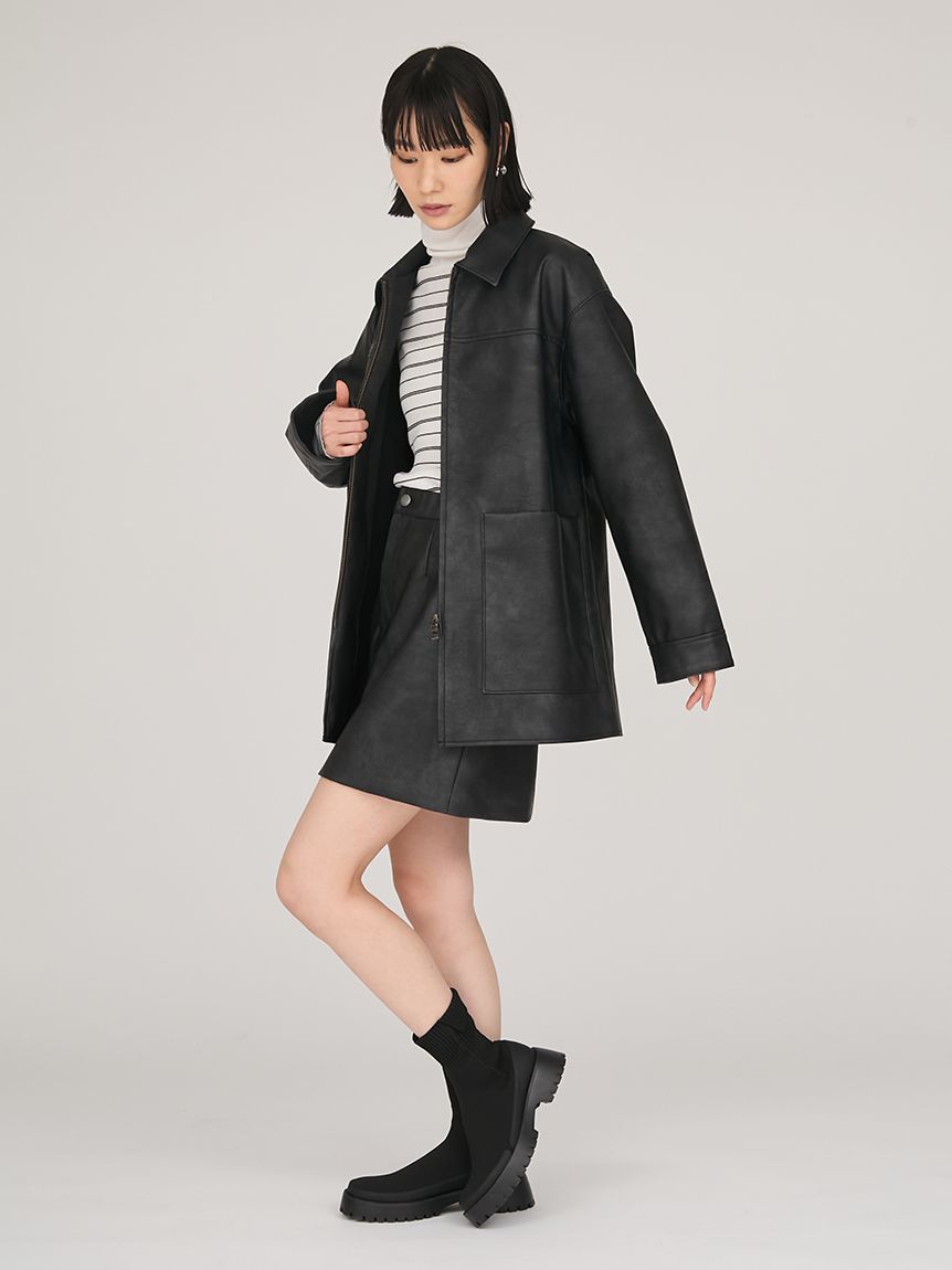 フェイクレザーダブルジップブルゾン(ブルゾン)｜アウター｜emmi（エミ