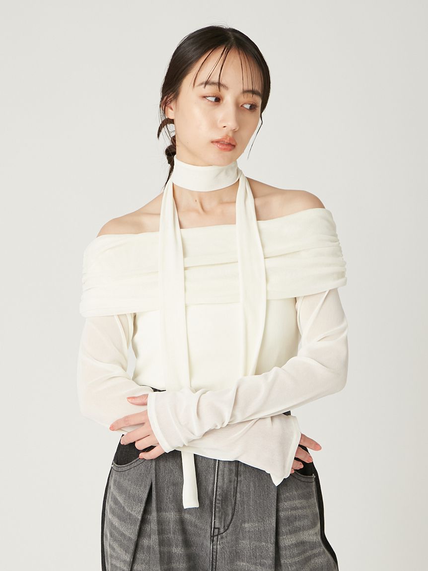 オフショルフロッキーチュールトップス(カットソー)｜トップス｜FRAY