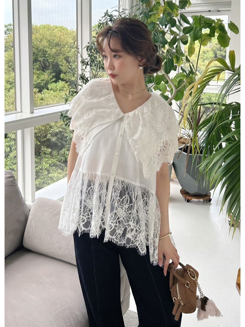 ビッグカラーレースブラウス(ブラウス)｜トップス｜FRAY I.D（フレイ