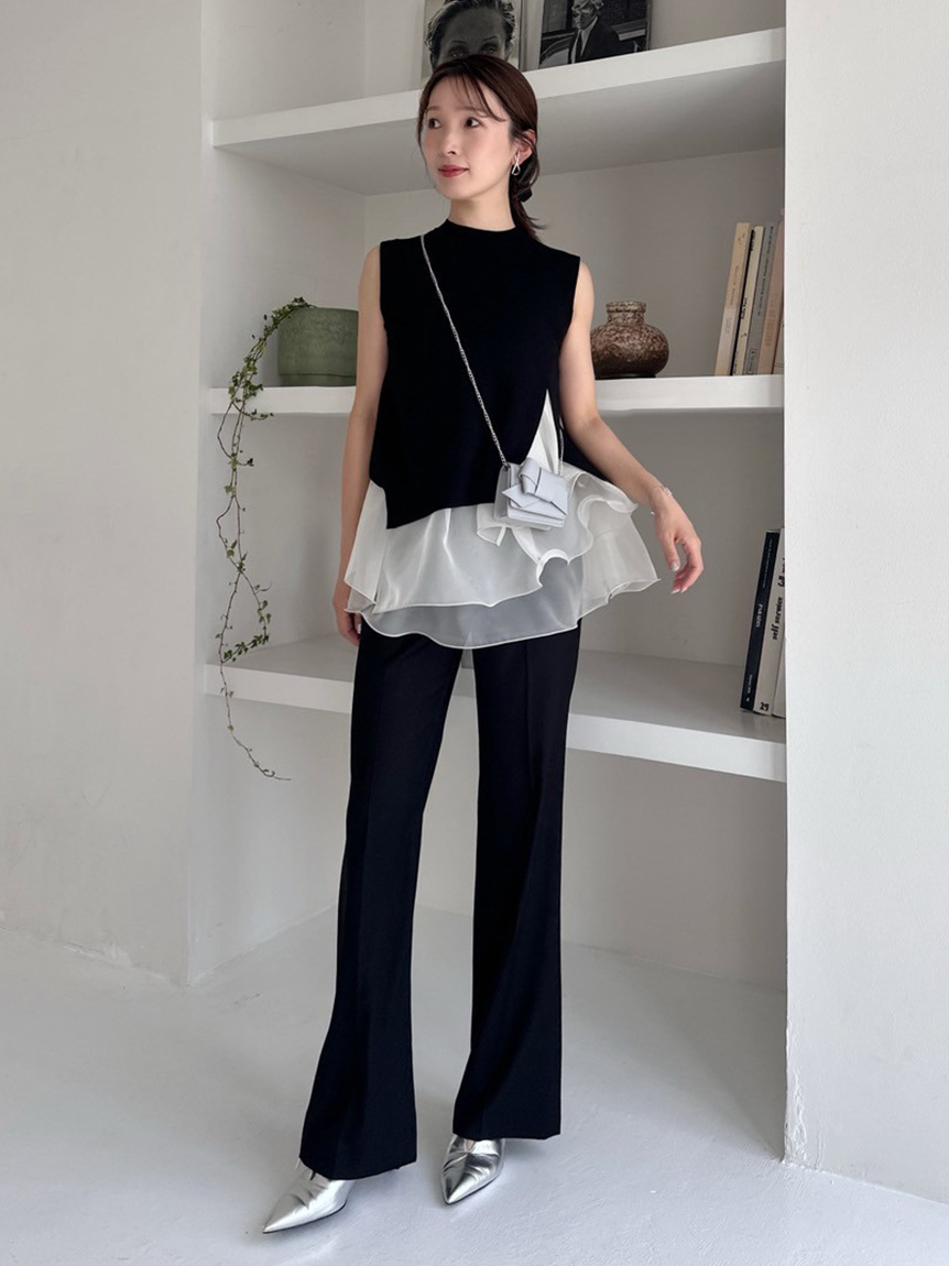 WEB限定カラー】ラッフルフリルレイヤーニット(ニット)｜トップス