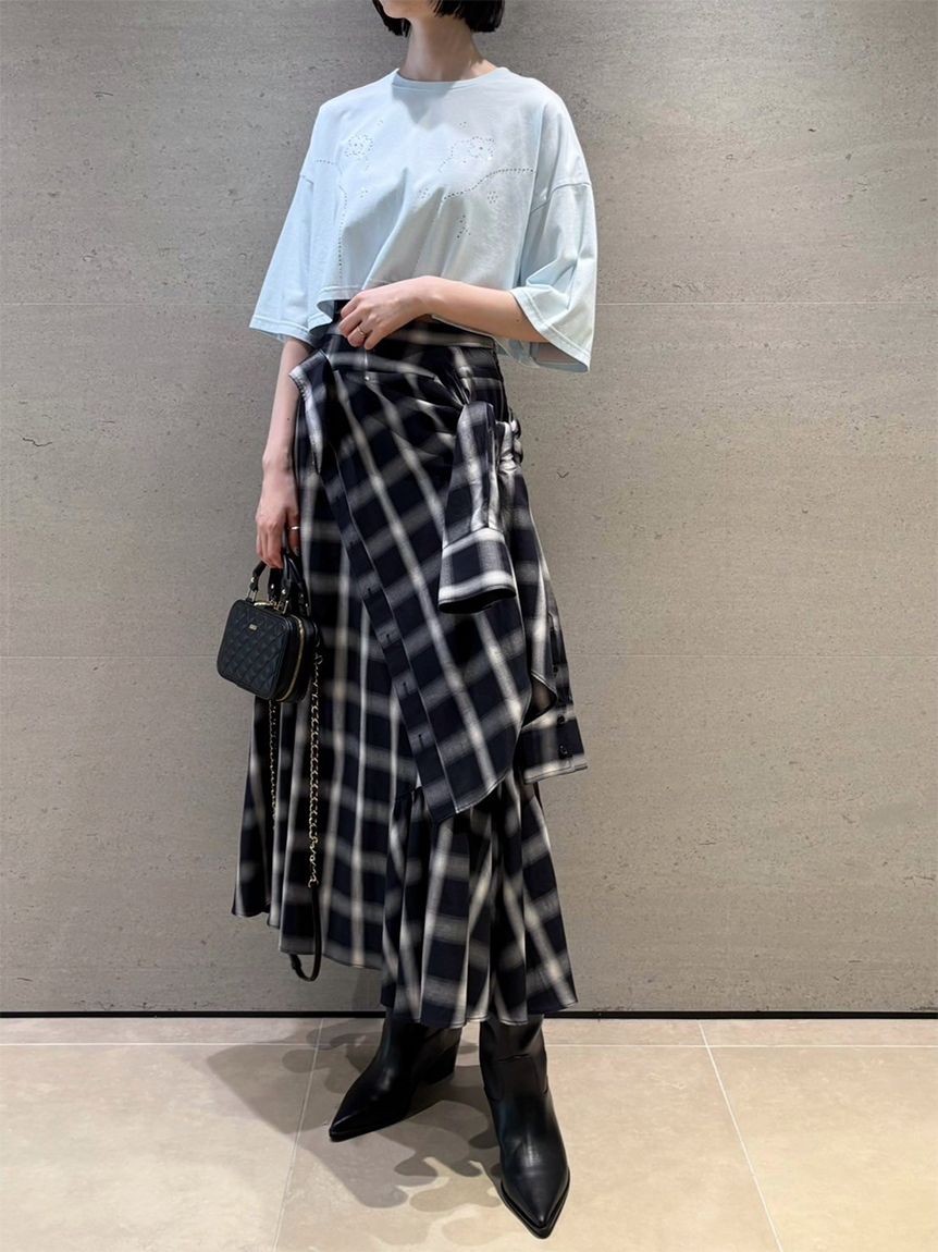 シャツドッキングチェックスカート(ロングスカート)｜ボトムス｜FURFUR