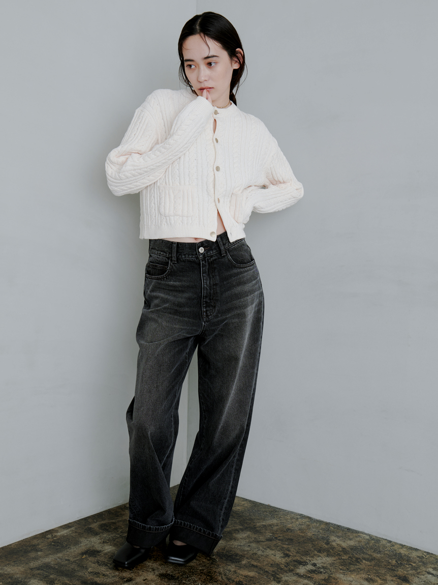 裾折り返しストレート美脚デニム(デニムパンツ)｜パンツ｜MIESROHE