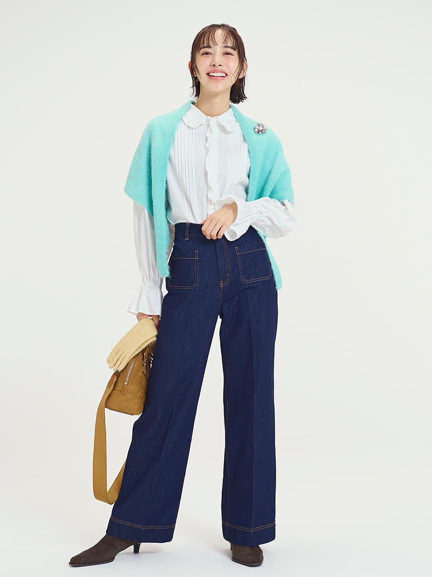 パッチポケットデザインシガレットデニムパンツ(デニムパンツ)｜パンツ