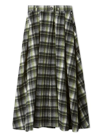 シャギーチェックタックマキシスカート(ロングスカート)｜スカート