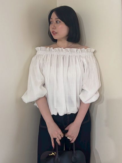 後リボンボリュームオフショルブラウス(ブラウス)｜トップス｜Mila