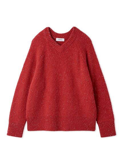 スパンコールVネックシャギーニット(ニット)｜トップス｜Mila Owen