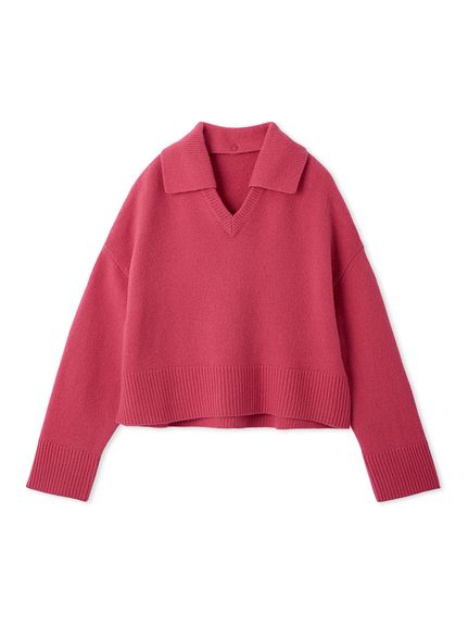 ウールカシミヤ衿付きVネックニット(ニット)｜トップス｜Mila Owen