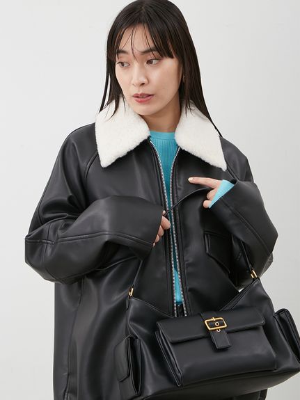 ステンカラーフェイクレザーブルゾン(ブルゾン)｜アウター｜Mila Owen