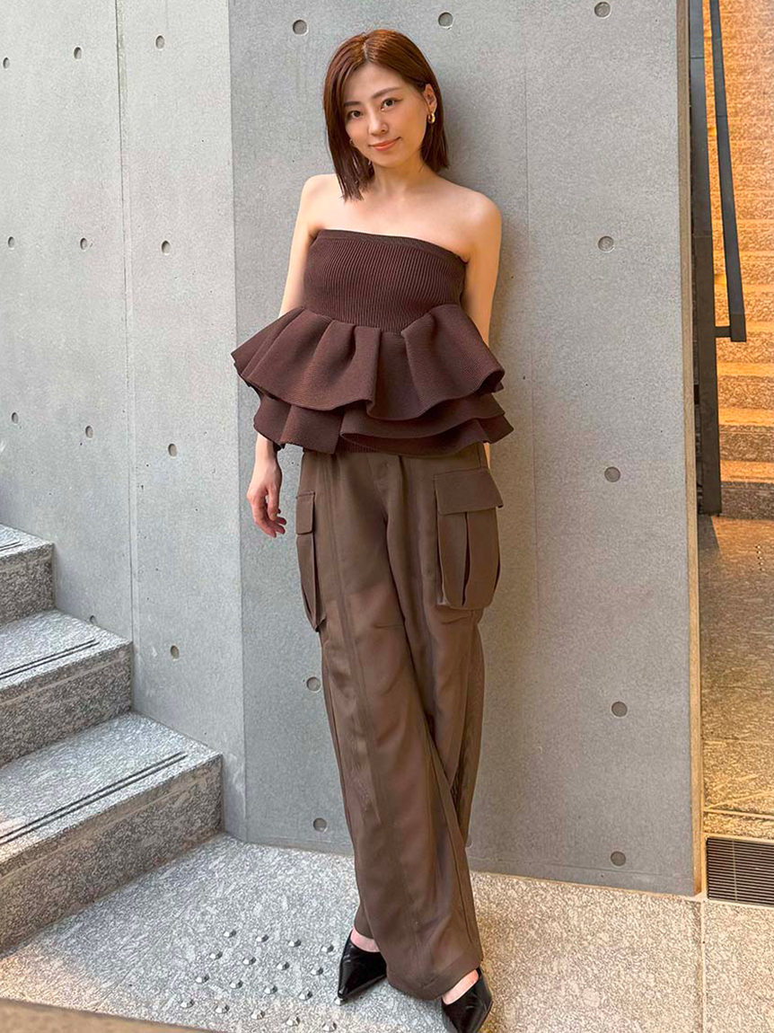 ラッフルニットベアトップ(ニット/カーディガン)｜トップス│styling