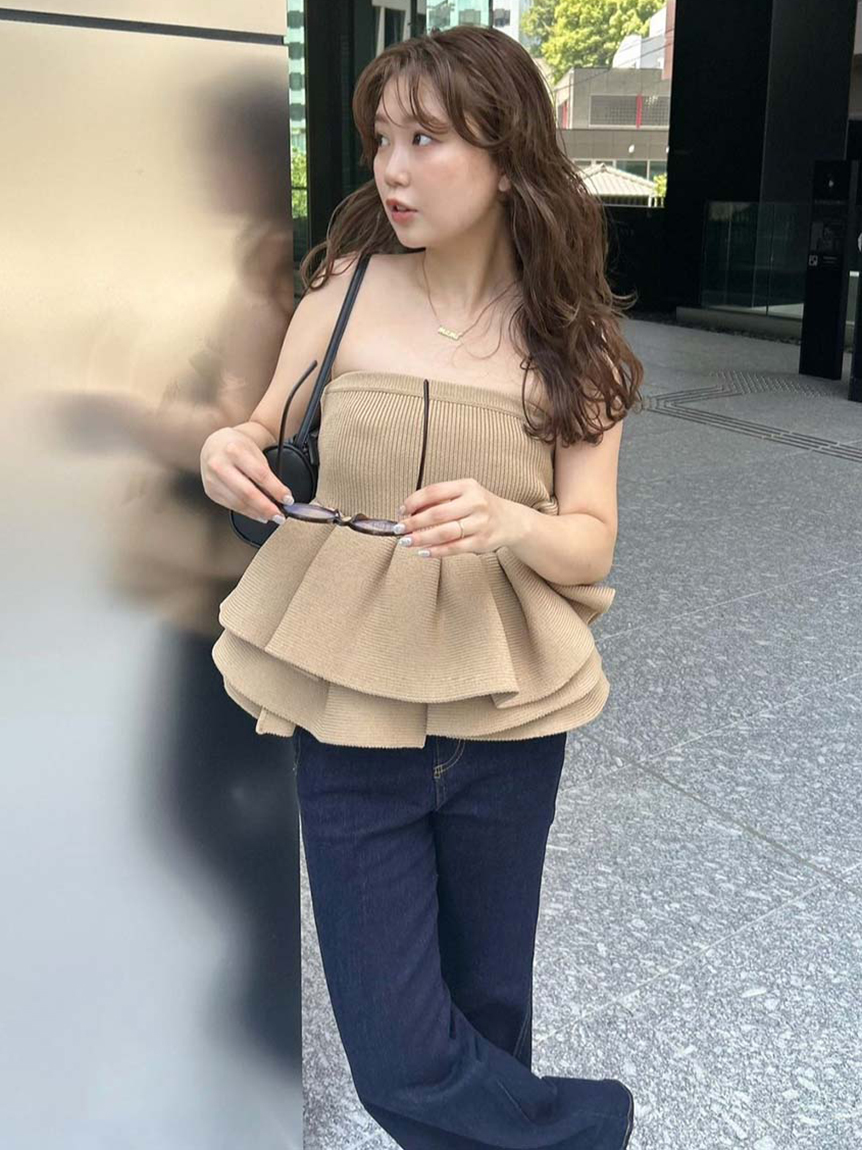 ラッフルニットベアトップ(ニット/カーディガン)｜トップス│styling