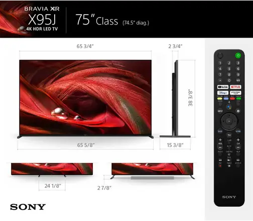 Sony X95J 75” Class 4K HDR Full Array LED with Google TV | XR75X95J