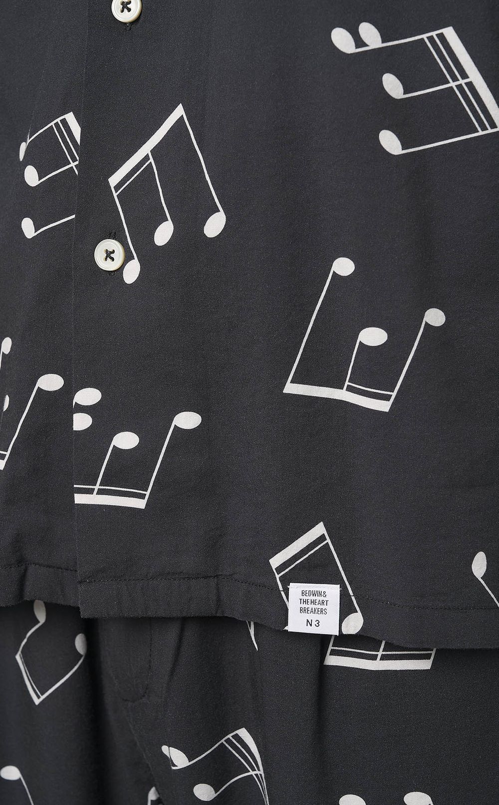 BEDWIN & THE HEARTBREAKERS｜音符柄ロングスリーブアロハシャツ