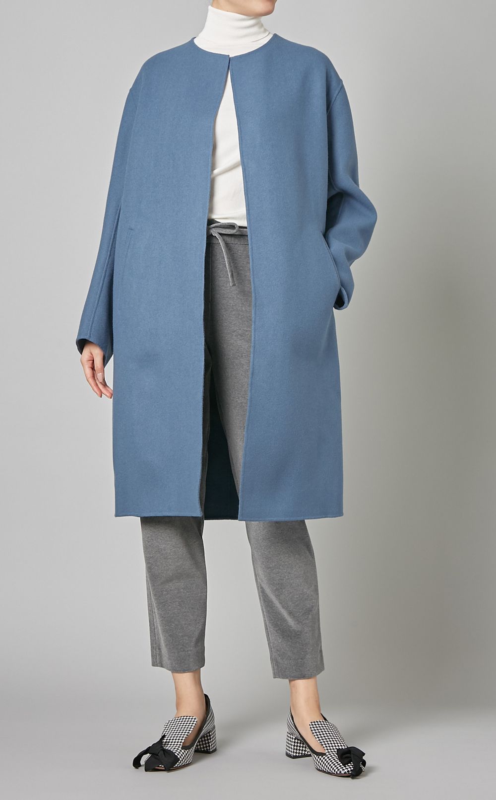 CINOH｜ウールダブルフェイスノーカラーコート