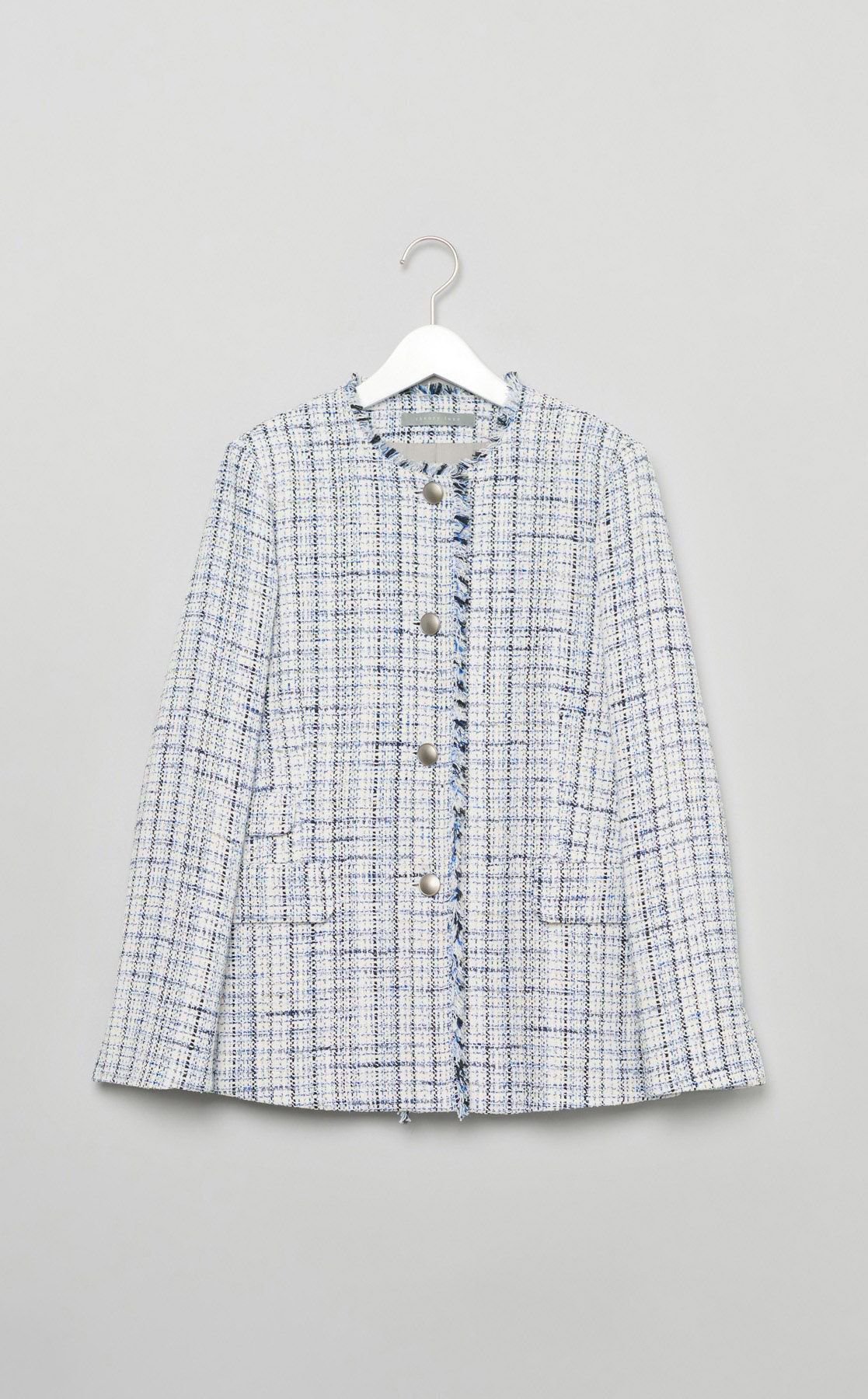 Theory luxe｜ミックスツイードノーカラージャケット