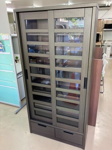 値下げ！11月5日まで！木製 ガラス扉 スライド本棚 ニトリ ニトリ