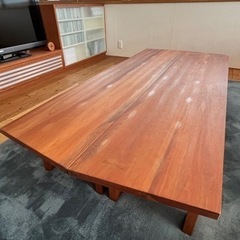 引取限定 ツインローテーブル 座卓 無垢 チェリー材 ウォールナット材