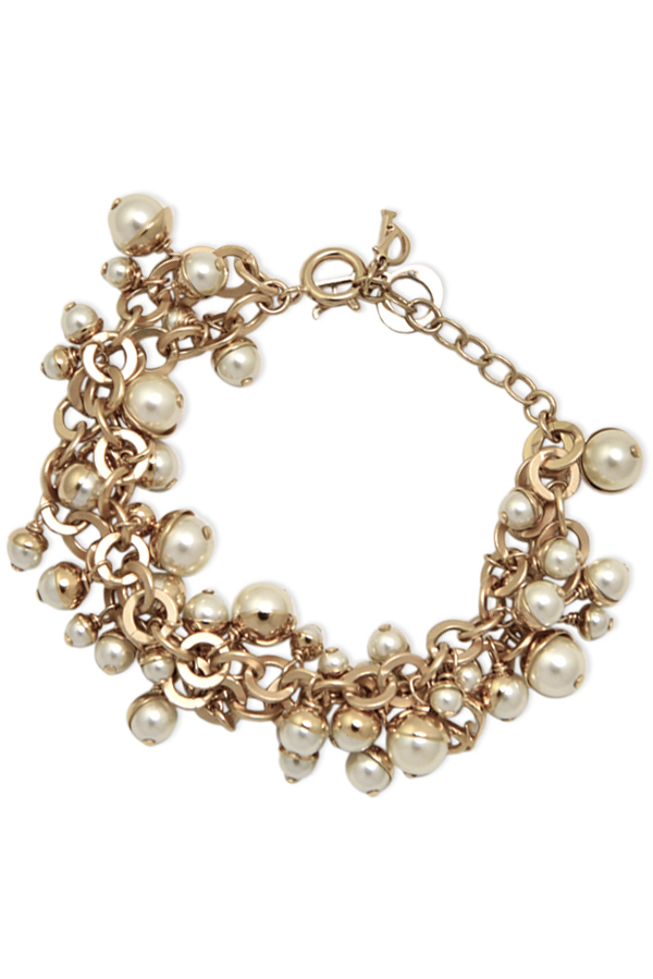 Christian Dior Faux Pearl Multistrand Logo Bracelet | Rent
