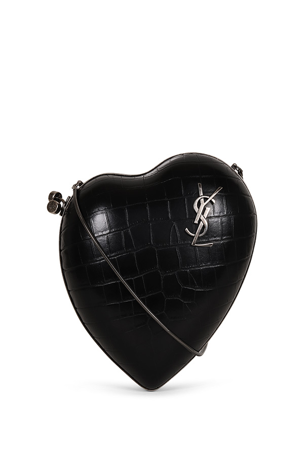 Yves Saint Laurent Crocodile Embossed Heart Clutch | Rent Yves