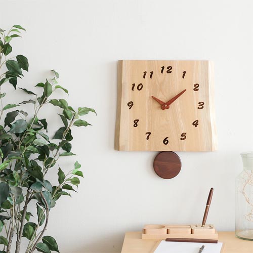 旭川クラフト Pecker 工房ペッカー F12 耳付振り子時計 国産クラフト