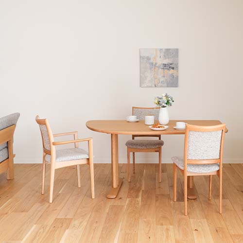 飛騨家具 shirakawa シラカワ ネオテーブル 変形ロケット形 2本脚 国産