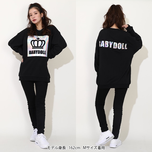 30%OFF SALE 親子お揃い エンボス箔トレーナー 0210A(S ブラック