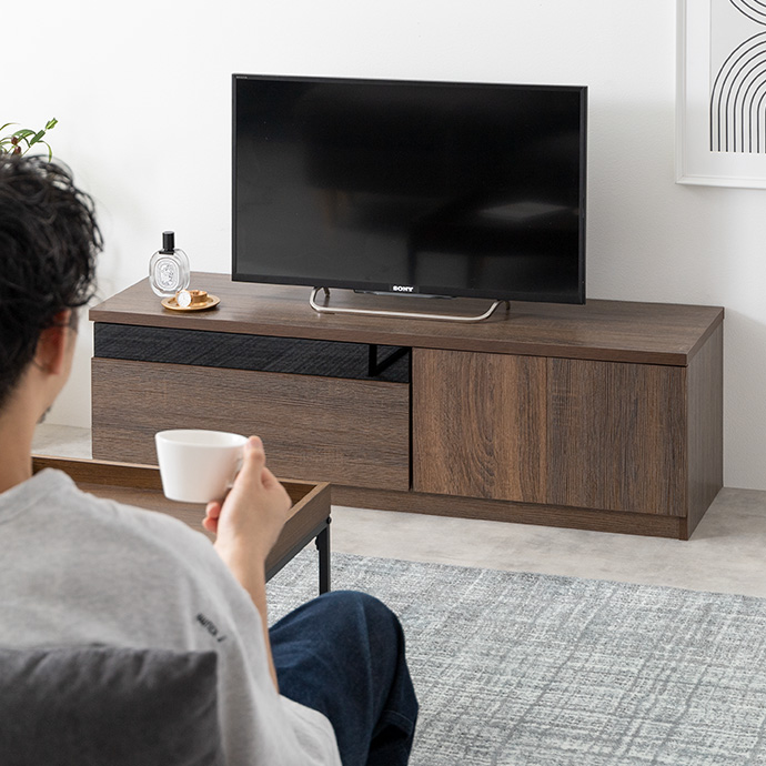 g153015]【幅120cm】Connie ブラックパネル付きテレビ台 ローボード