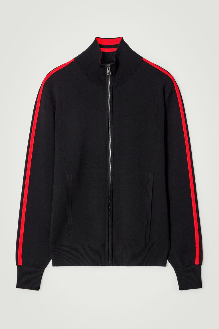 CONTRAST-STRIPE KNITTED TRACK JACKET