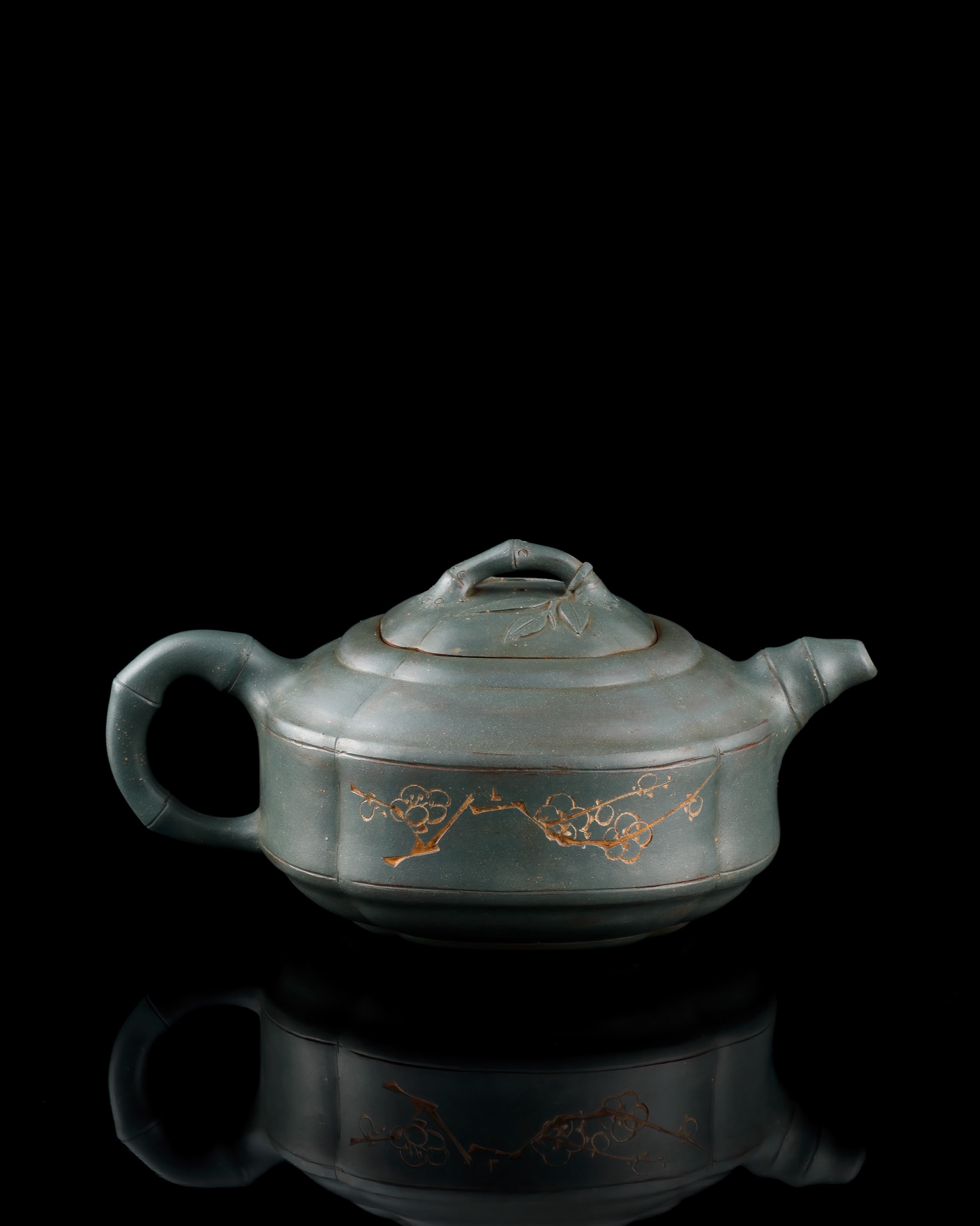 朱可心綠泥四方竹壺｜2024迎春- 帝圖拍賣- 領銜全台書畫文物類第一拍賣品牌