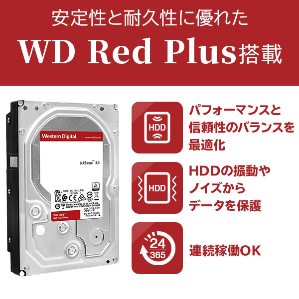 HDD 外付け 6TB 高耐久 内蔵ハードディスク WD Red plus WD60EFZX 搭載