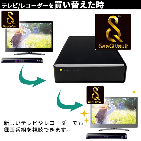 SeeQVault対応 HDD 外付け 4TB テレビ録画 テレビレコーダー シー