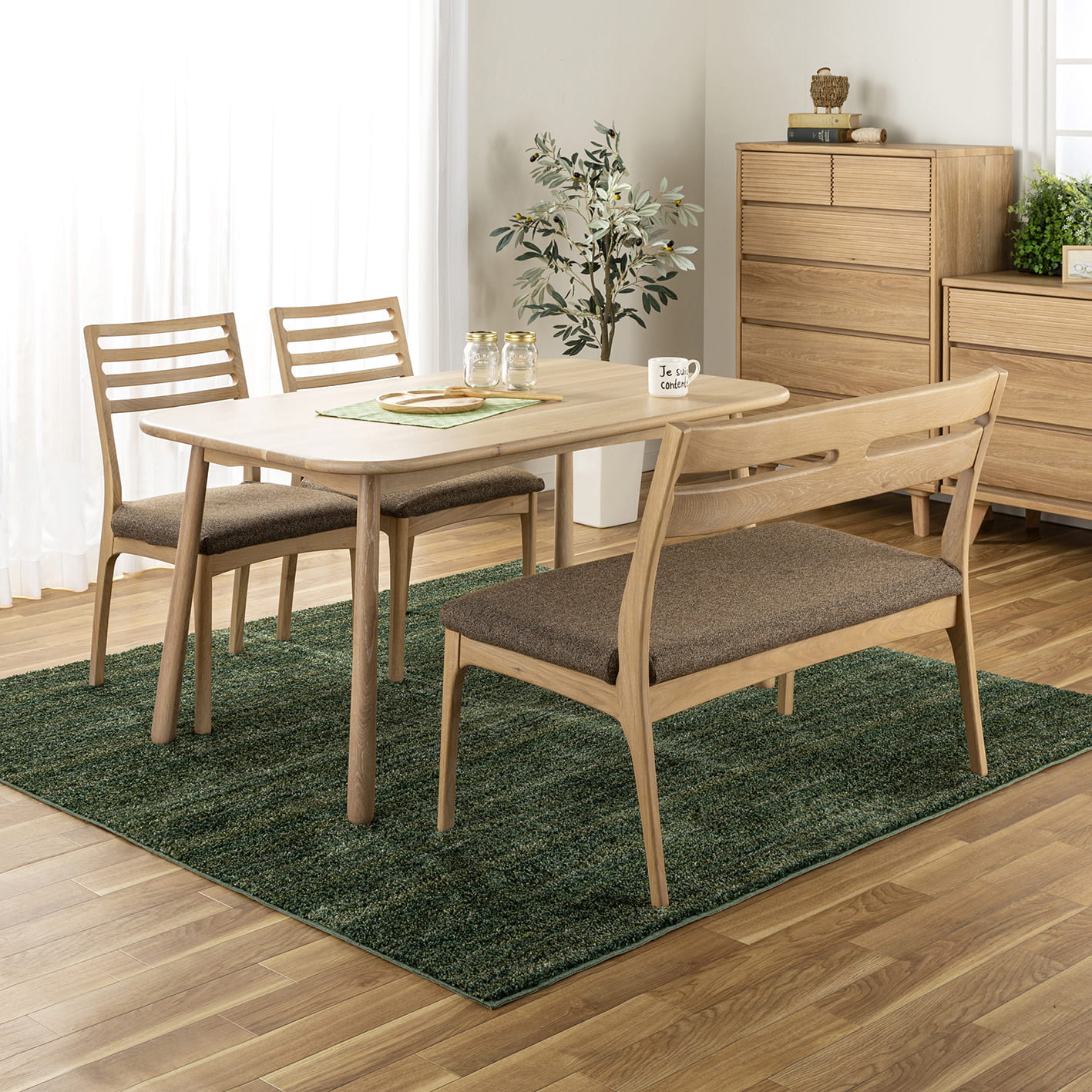 ダイニング4点セット CW001（OAK／BR） [テーブル幅135cm](5Y